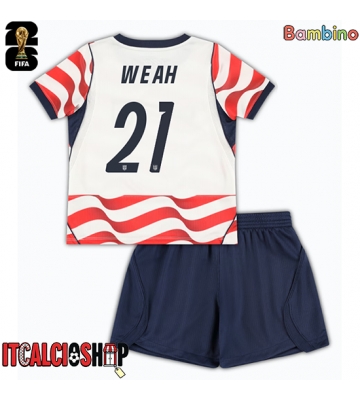 Stati Uniti Timothy Weah #21 Prima Maglia Bambino Mondiali 2026 Manica Corta (+ Pantaloni corti)